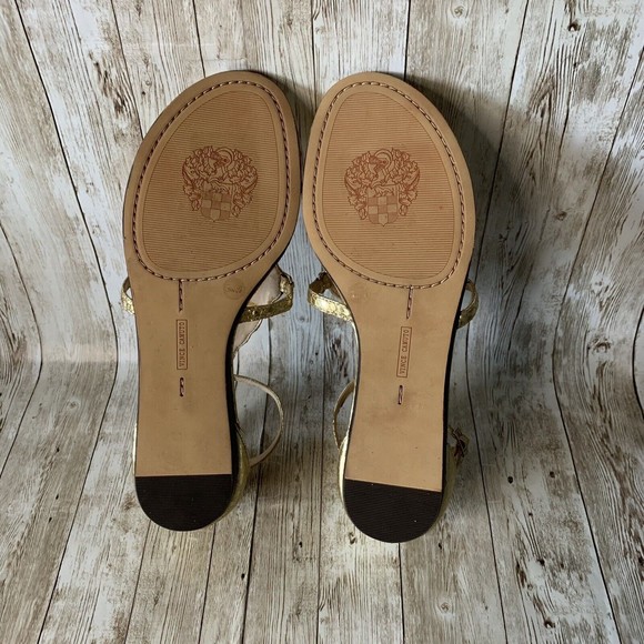 Vince Camuto Valeen Women's Gold Jeweled Thong Ankle Strap Size 9m Sandals - Picture 10 of 12